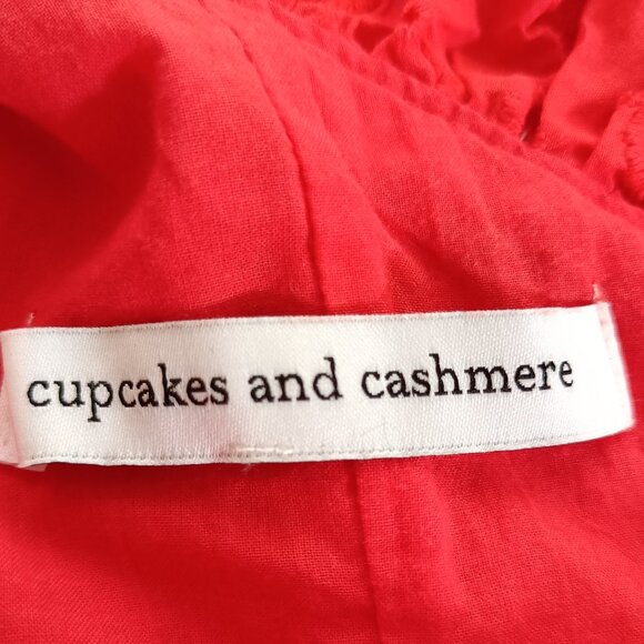 Cupcakes and Cashmere 100% Cotton Eyelet Dress One-shoulder Lined Side Zip M Red - Picture 13 of 17